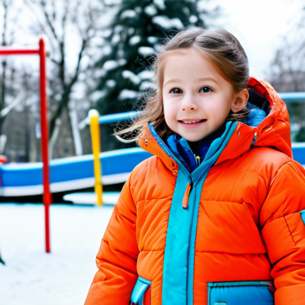 아이들을 위한 패딩 추천 - **

A young girl in a bright, colorful Reima winter jacket, fully clothed, playing in a snowy park. ...