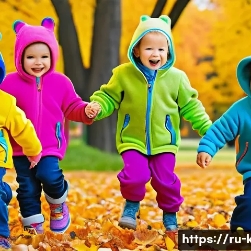 아동용 플리스 자켓 추천 - **Prompt 1: Active Play in Autumn Fleece**
"A group of diverse preschoolers, approximately 4-6 y...